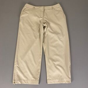 Liz Golf Audra Pants Women's Size 12 Beige Tan‎ Cropped Wide Leg Lightweight
